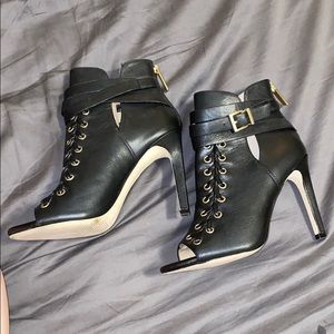 BCBG peep toe booties